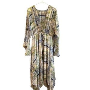 COPY - Haani printed dress with wrap front neckline accent